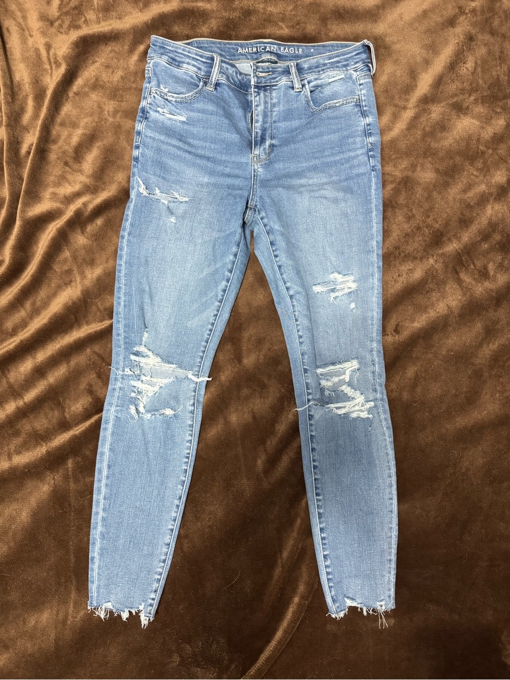 American Eagle Outfitters Women's Light Blue Distressed High Rise Jegging